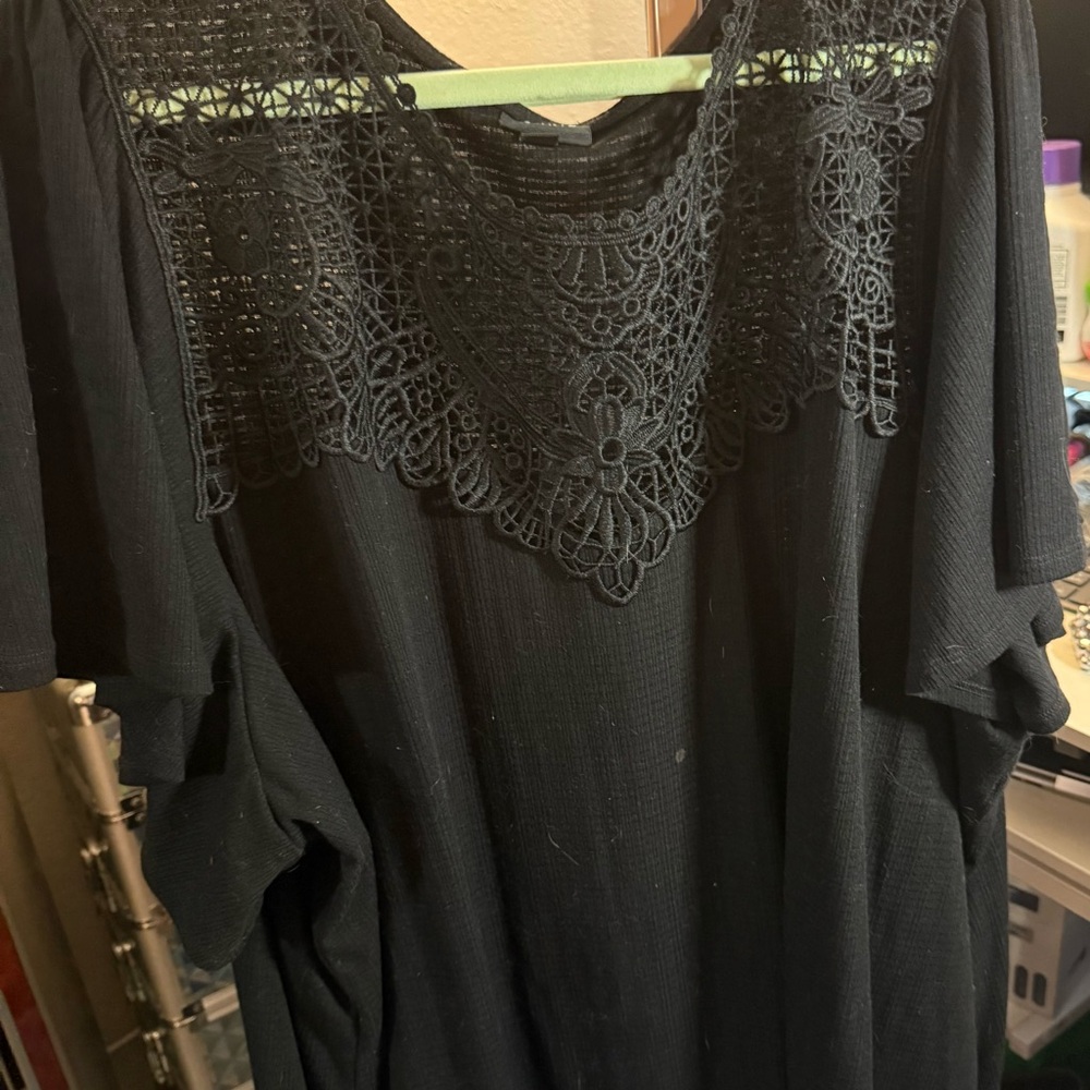 Torrid Black Lace Detail Blouse